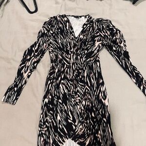 Elegant Black and Cream Patterned Dress